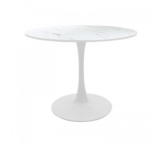 Tραπέζι Balou mdf σε λευκή απόχρωση με όψη μαρμάρου Φ80x76εκ Υλικό: MDF covered paper 029-000370