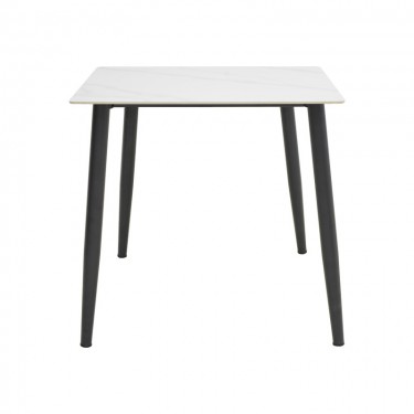 Τραπέζι Gustas λευκό μαρμάρου sintered stone-μαύρο μέταλλο 80x80x76εκ Υλικό: sintered stone - METAL 029-000376