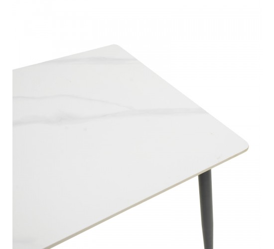 Τραπέζι Gustas Ι λευκό μαρμάρου sintered stone-μαύρο μέταλλο 80x80x76εκ Υλικό: sintered stone - METAL 029-000376