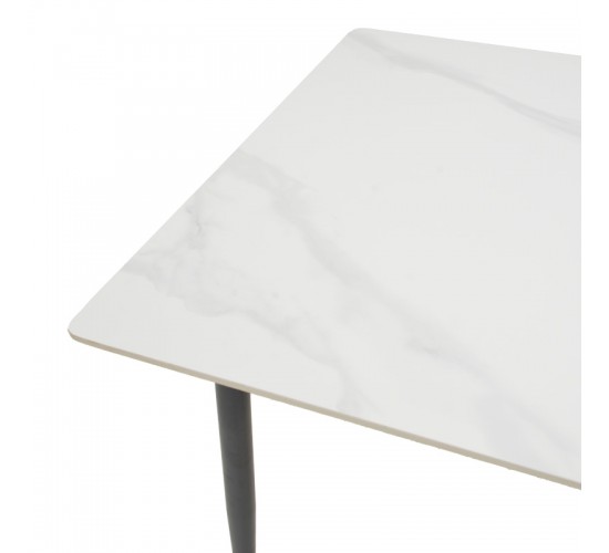 Τραπέζι Gustas Ι λευκό μαρμάρου sintered stone-μαύρο μέταλλο 80x80x76εκ Υλικό: sintered stone - METAL 029-000376