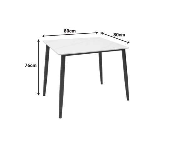 Τραπέζι Gustas Ι λευκό μαρμάρου sintered stone-μαύρο μέταλλο 80x80x76εκ Υλικό: sintered stone - METAL 029-000376