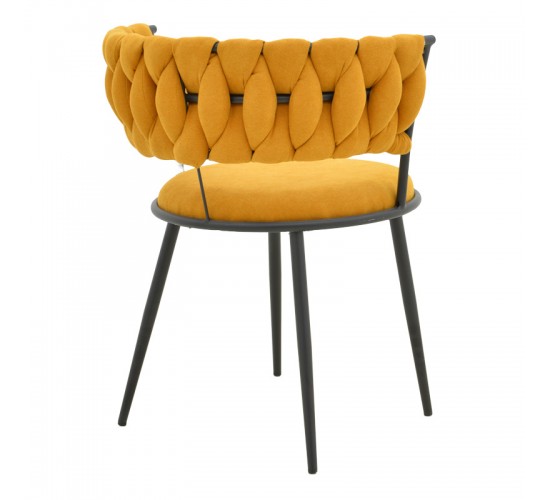 Πολυθρόνα Alkia I ύφασμα σε κίτρινη απόχρωση- πόδι μαύρο μέταλλο 57x58.5x72εκ Υλικό: FABRIC - METAL 029-000378