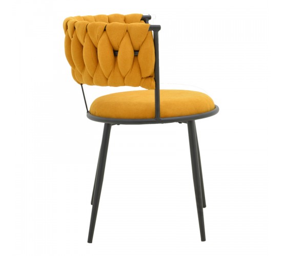 Πολυθρόνα Alkia I ύφασμα σε κίτρινη απόχρωση- πόδι μαύρο μέταλλο 57x58.5x72εκ Υλικό: FABRIC - METAL 029-000378