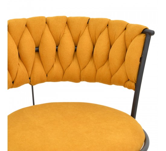 Πολυθρόνα Alkia I ύφασμα σε κίτρινη απόχρωση- πόδι μαύρο μέταλλο 57x58.5x72εκ Υλικό: FABRIC - METAL 029-000378