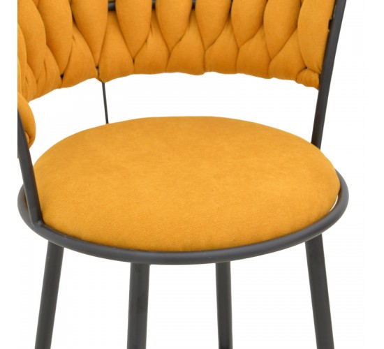 Πολυθρόνα Alkia I ύφασμα σε κίτρινη απόχρωση- πόδι μαύρο μέταλλο 57x58.5x72εκ Υλικό: FABRIC - METAL 029-000378