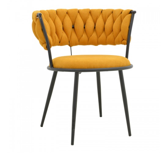 Πολυθρόνα Alkia I ύφασμα σε κίτρινη απόχρωση- πόδι μαύρο μέταλλο 57x58.5x72εκ Υλικό: FABRIC - METAL 029-000378