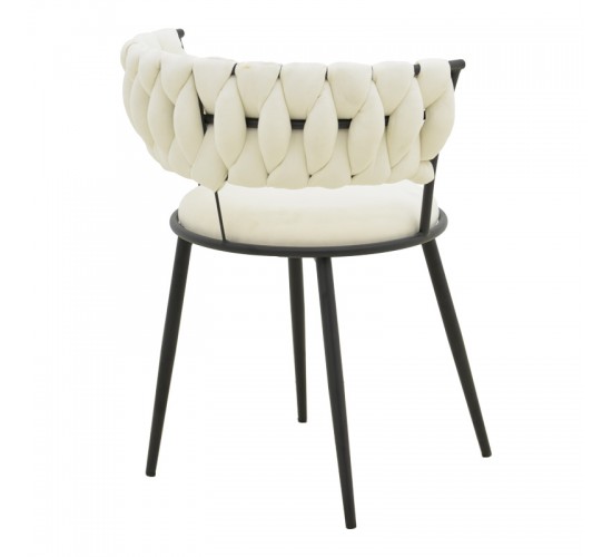 Πολυθρόνα Alkia I ύφασμα σε εκρού απόχρωση- πόδι μαύρο μέταλλο 57x58.5x72εκ Υλικό: FABRIC - METAL 029-000379