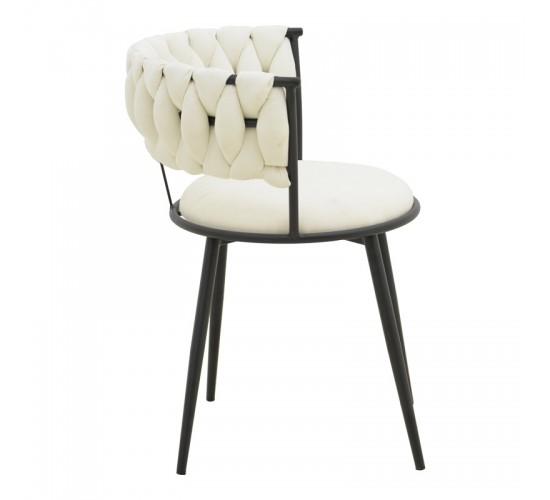 Πολυθρόνα Alkia I ύφασμα σε εκρού απόχρωση- πόδι μαύρο μέταλλο 57x58.5x72εκ Υλικό: FABRIC - METAL 029-000379