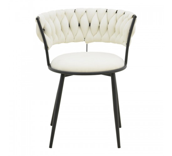 Πολυθρόνα Alkia I ύφασμα σε εκρού απόχρωση- πόδι μαύρο μέταλλο 57x58.5x72εκ Υλικό: FABRIC - METAL 029-000379