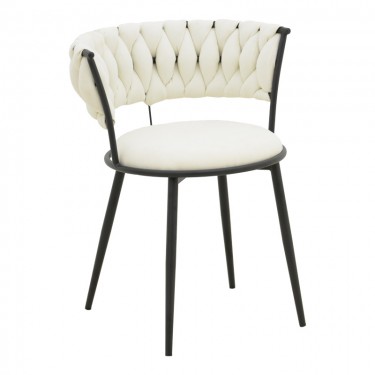 Πολυθρόνα Alkia I ύφασμα σε εκρού απόχρωση- πόδι μαύρο μέταλλο 57x58.5x72εκ Υλικό: FABRIC - METAL 029-000379