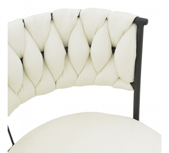 Πολυθρόνα Alkia I ύφασμα σε εκρού απόχρωση- πόδι μαύρο μέταλλο 57x58.5x72εκ Υλικό: FABRIC - METAL 029-000379