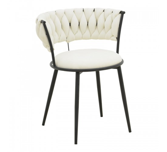 Πολυθρόνα Alkia I ύφασμα σε εκρού απόχρωση- πόδι μαύρο μέταλλο 57x58.5x72εκ Υλικό: FABRIC - METAL 029-000379