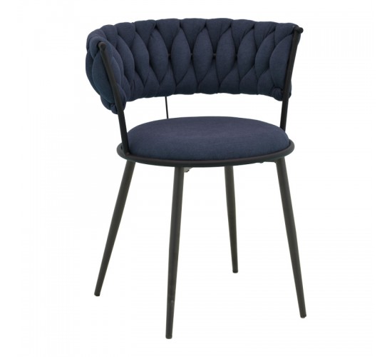 Πολυθρόνα Alkia I ύφασμα σε απόχρωση μπλε σκούρο- πόδι μαύρο μέταλλο 57x58.5x72εκ Υλικό: FABRIC - METAL 029-000380