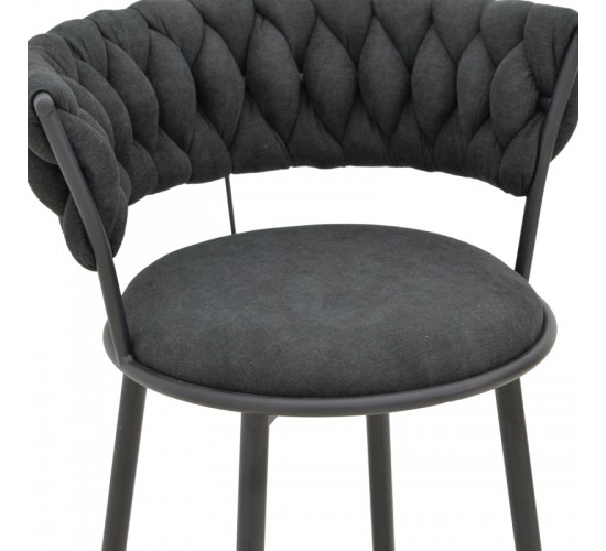 Πολυθρόνα Alkia I ύφασμα σε μαύρη απόχρωση- πόδι μαύρο μέταλλο 57x58.5x72εκ Υλικό: FABRIC - METAL 029-000381