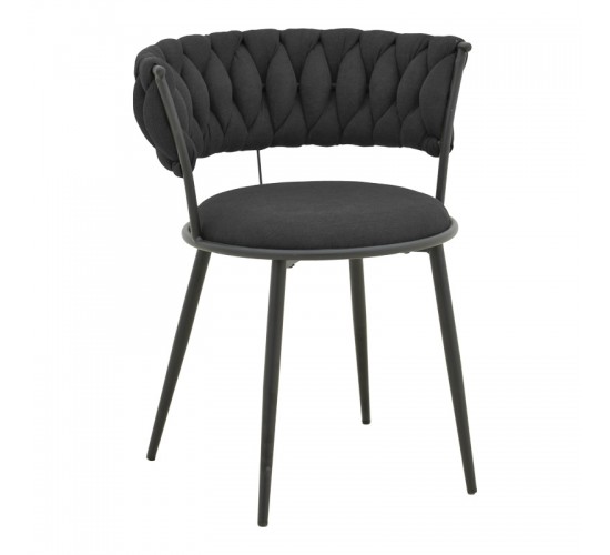 Πολυθρόνα Alkia I ύφασμα σε μαύρη απόχρωση- πόδι μαύρο μέταλλο 57x58.5x72εκ Υλικό: FABRIC - METAL 029-000381