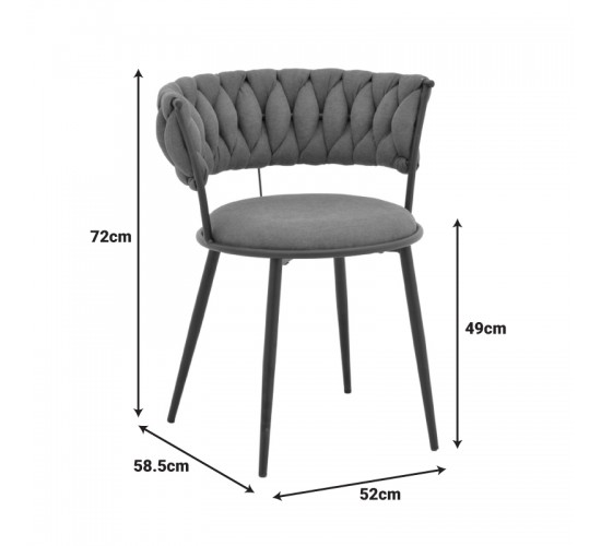 Πολυθρόνα Alkia I ύφασμα σε μαύρη απόχρωση- πόδι μαύρο μέταλλο 57x58.5x72εκ Υλικό: FABRIC - METAL 029-000381