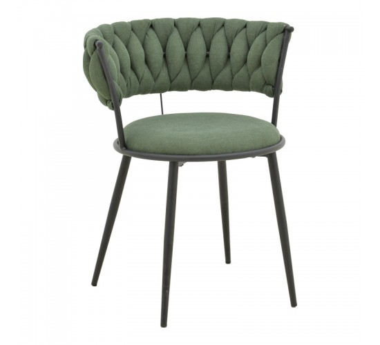 Πολυθρόνα Alkia I ύφασμα σε χακί απόχρωση- πόδι μαύρο μέταλλο 57x58.5x72εκ Υλικό: FABRIC - METAL 029-000382