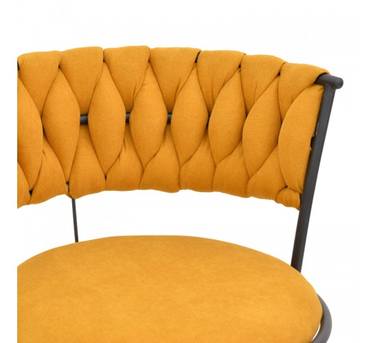 Σκαμπό μπαρ Alkia I ύφασμα σε κίτρινη απόχρωση- πόδι μαύρο μέταλλο 50x56x95εκ Υλικό: FABRIC - METAL 029-000383