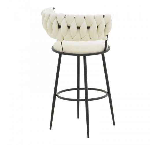 Σκαμπό μπαρ Alkia I ύφασμα σε εκρού απόχρωση- πόδι μαύρο μέταλλο 50x56x95εκ Υλικό: FABRIC - METAL 029-000384