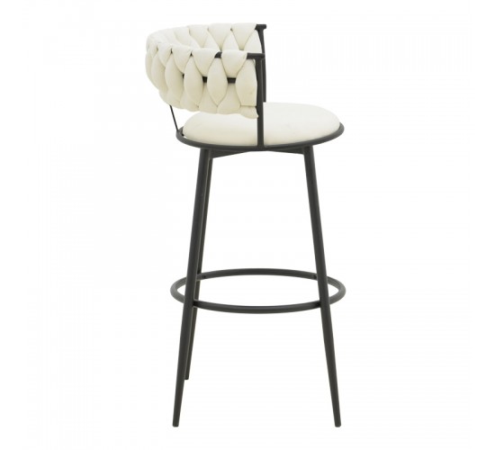 Σκαμπό μπαρ Alkia I ύφασμα σε εκρού απόχρωση- πόδι μαύρο μέταλλο 50x56x95εκ Υλικό: FABRIC - METAL 029-000384