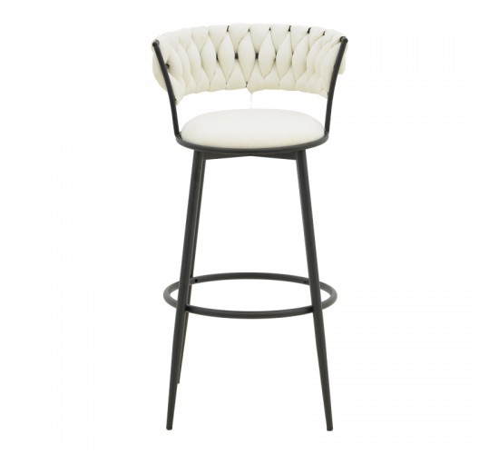 Σκαμπό μπαρ Alkia I ύφασμα σε εκρού απόχρωση- πόδι μαύρο μέταλλο 50x56x95εκ Υλικό: FABRIC - METAL 029-000384