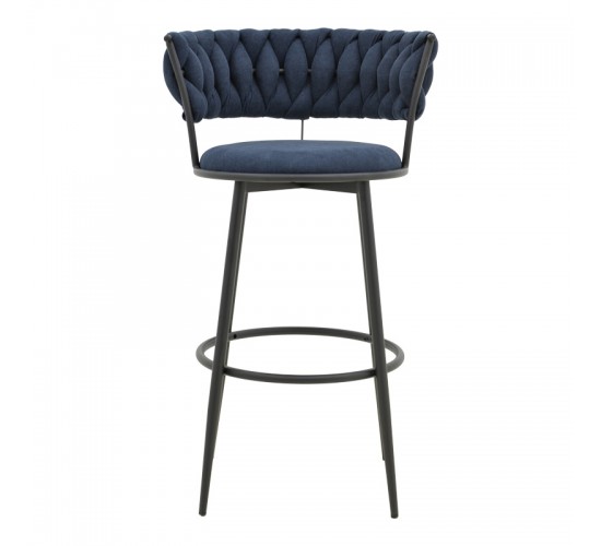 Σκαμπό μπαρ Alkia I ύφασμα σε μπλε σκούρο απόχρωση- πόδι μαύρο μέταλλο 50x56x95εκ Υλικό: FABRIC - METAL 029-000385