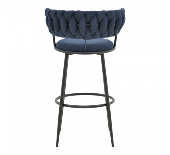 Σκαμπό μπαρ Alkia I ύφασμα σε μπλε σκούρο απόχρωση- πόδι μαύρο μέταλλο 50x56x95εκ Υλικό: FABRIC - METAL 029-000385