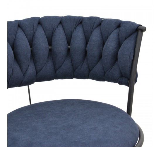 Σκαμπό μπαρ Alkia I ύφασμα σε μπλε σκούρο απόχρωση- πόδι μαύρο μέταλλο 50x56x95εκ Υλικό: FABRIC - METAL 029-000385