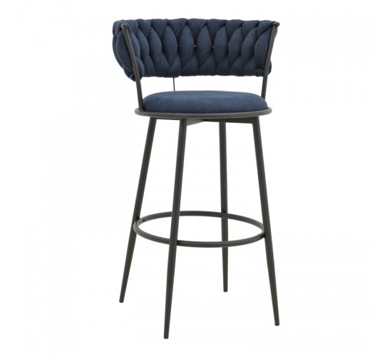 Σκαμπό μπαρ Alkia I ύφασμα σε μπλε σκούρο απόχρωση- πόδι μαύρο μέταλλο 50x56x95εκ Υλικό: FABRIC - METAL 029-000385