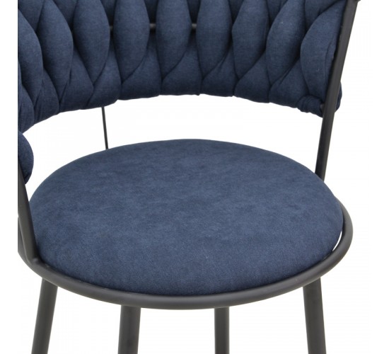 Σκαμπό μπαρ Alkia I ύφασμα σε μπλε σκούρο απόχρωση- πόδι μαύρο μέταλλο 50x56x95εκ Υλικό: FABRIC - METAL 029-000385