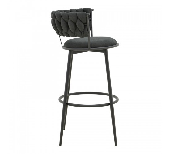 Σκαμπό μπαρ Alkia I ύφασμα σε μαύρη απόχρωση- πόδι μαύρο μέταλλο 50x56x95εκ Υλικό: FABRIC - METAL 029-000386