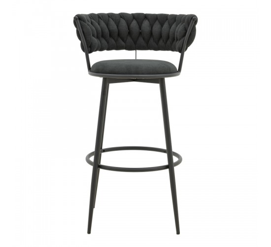 Σκαμπό μπαρ Alkia I ύφασμα σε μαύρη απόχρωση- πόδι μαύρο μέταλλο 50x56x95εκ Υλικό: FABRIC - METAL 029-000386