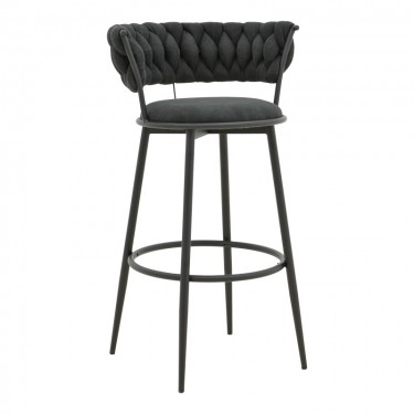 Σκαμπό μπαρ Alkia I ύφασμα σε μαύρη απόχρωση- πόδι μαύρο μέταλλο 50x56x95εκ Υλικό: FABRIC - METAL 029-000386