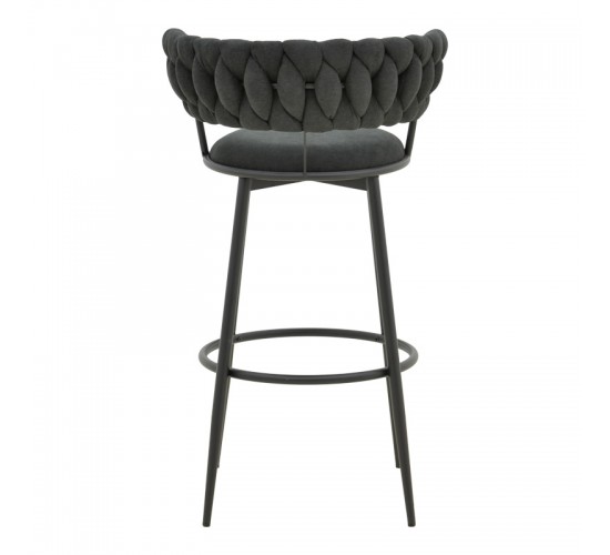 Σκαμπό μπαρ Alkia I ύφασμα σε μαύρη απόχρωση- πόδι μαύρο μέταλλο 50x56x95εκ Υλικό: FABRIC - METAL 029-000386