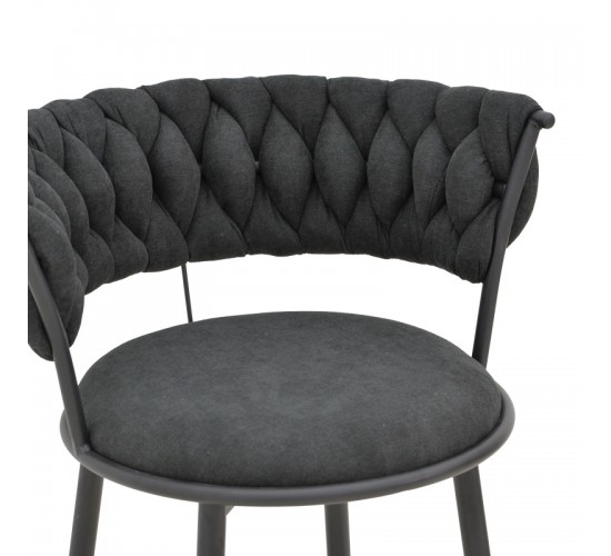 Σκαμπό μπαρ Alkia I ύφασμα σε μαύρη απόχρωση- πόδι μαύρο μέταλλο 50x56x95εκ Υλικό: FABRIC - METAL 029-000386