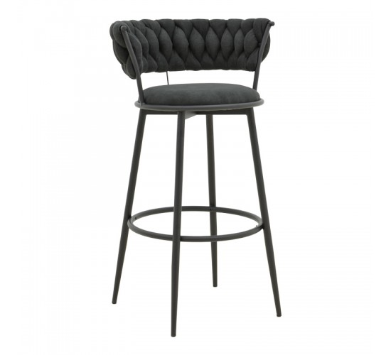 Σκαμπό μπαρ Alkia I ύφασμα σε μαύρη απόχρωση- πόδι μαύρο μέταλλο 50x56x95εκ Υλικό: FABRIC - METAL 029-000386