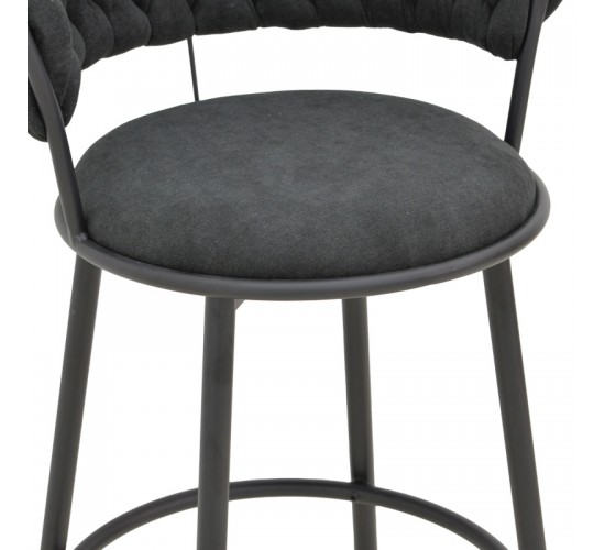 Σκαμπό μπαρ Alkia I ύφασμα σε μαύρη απόχρωση- πόδι μαύρο μέταλλο 50x56x95εκ Υλικό: FABRIC - METAL 029-000386