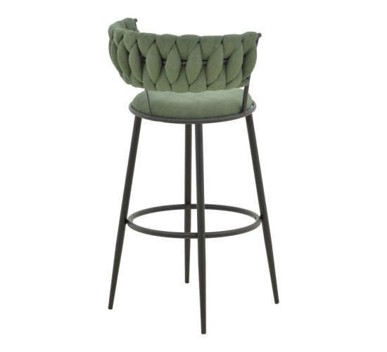 Σκαμπό μπαρ Alkia I ύφασμα σε χακί απόχρωση- πόδι μαύρο μέταλλο 50x56x95εκ Υλικό: FABRIC - METAL 029-000387