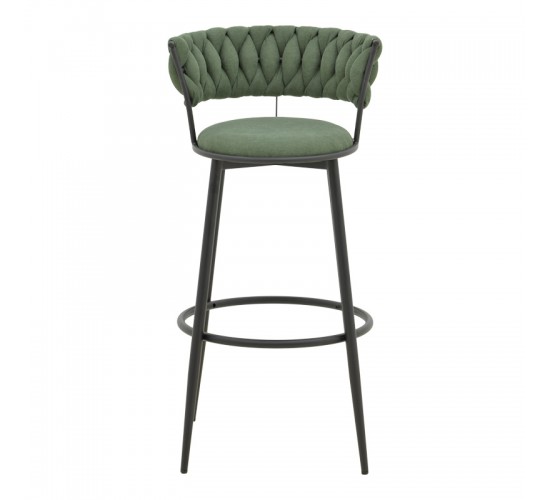 Σκαμπό μπαρ Alkia I ύφασμα σε χακί απόχρωση- πόδι μαύρο μέταλλο 50x56x95εκ Υλικό: FABRIC - METAL 029-000387