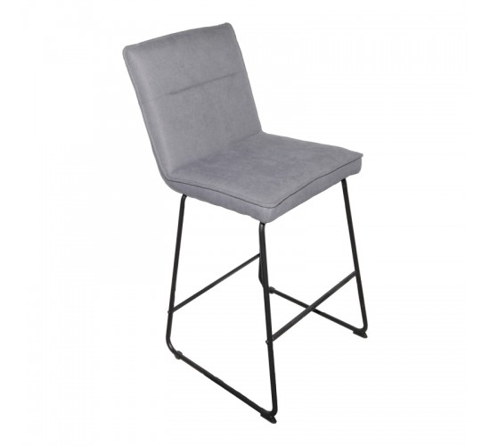 Σκαμπό μπαρ Essential ύφασμα γκρι-πόδι μάυρο μεταλλικό 53x64.5x107εκ Υλικό: FABRIC - METAL 029-000394