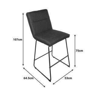Σκαμπό μπαρ Essential ύφασμα χακί-πόδι μάυρο μεταλλικό 53x64.5x107εκ Υλικό: FABRIC - METAL 029-000395