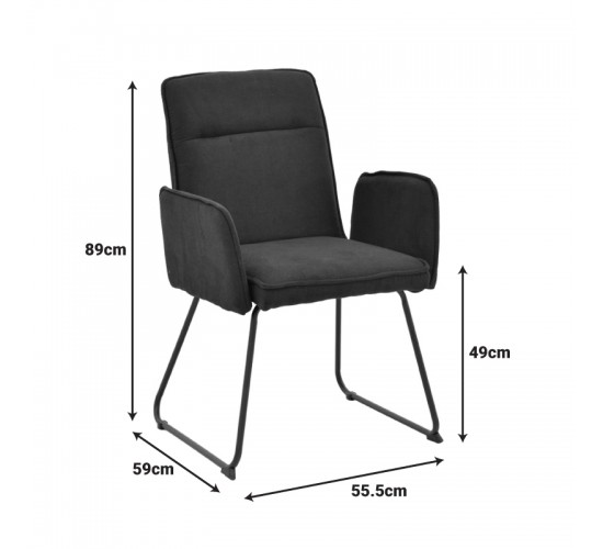 Πολυθρόνα Essential ύφασμα μαύρο-πόδι μαύρο μεταλλικό 55.5x59x89εκ Υλικό: FABRIC - METAL 029-000396