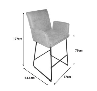 Σκαμπό μπαρ Essential ύφασμα μαύρο-πόδι μαύρο μεταλλικό 57x64.5x107εκ Υλικό: FABRIC - METAL 029-000401