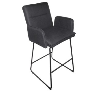 Σκαμπό μπαρ Essential ύφασμα μαύρο-πόδι μαύρο μεταλλικό 57x64.5x107εκ Υλικό: FABRIC - METAL 029-000401