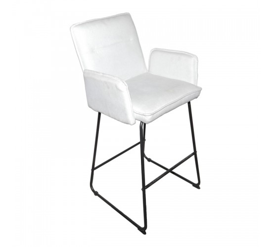 Σκαμπό μπαρ Essential ύφασμα λευκό-πόδι μαύρο μεταλλικό 57x64.5x107εκ Υλικό: FABRIC - METAL 029-000402