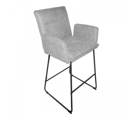 Σκαμπό μπαρ Essential ύφασμα γκρι-πόδι μαύρο μεταλλικό 57x64.5x107εκ Υλικό: FABRIC - METAL 029-000404