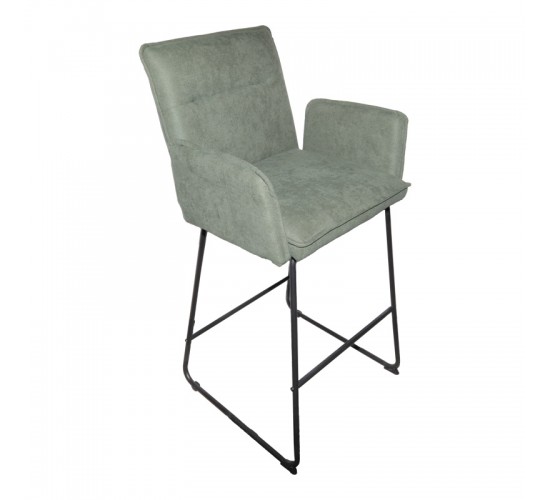 Σκαμπό μπαρ Essential ύφασμα χακί-πόδι μαύρο μεταλλικό 57x64.5x107εκ Υλικό: FABRIC - METAL 029-000405