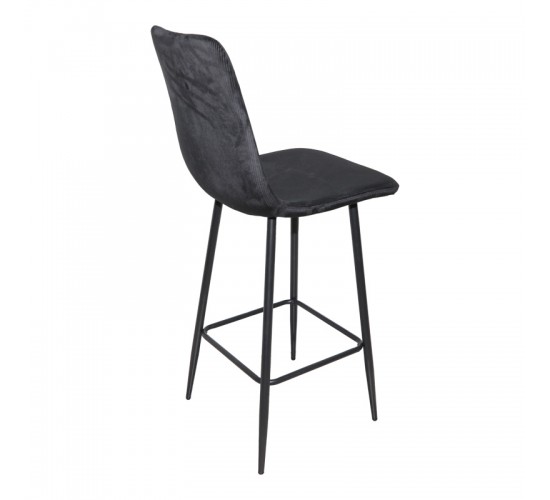 Σκαμπό μπαρ Grato ύφασμα μαύρο-πόδι μαύρο μεταλλικό 43.5x55x114εκ Υλικό: FABRIC - METAL 029-000410