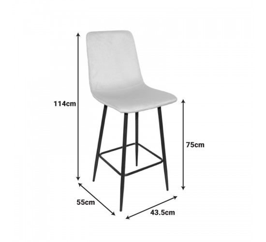 Σκαμπό μπαρ Grato ύφασμα μαύρο-πόδι μαύρο μεταλλικό 43.5x55x114εκ Υλικό: FABRIC - METAL 029-000410