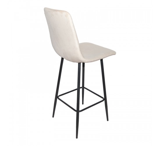 Σκαμπό μπαρ Grato ύφασμα μπεζ-πόδι μαύρο μεταλλικό 43.5x55x114εκ Υλικό: FABRIC - METAL 029-000411